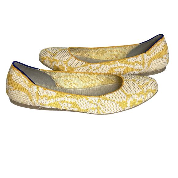 ROTHY’S Women’s Daisy Pattern The Flat Yellow and White knit flat 10 - Picture 4 of 7